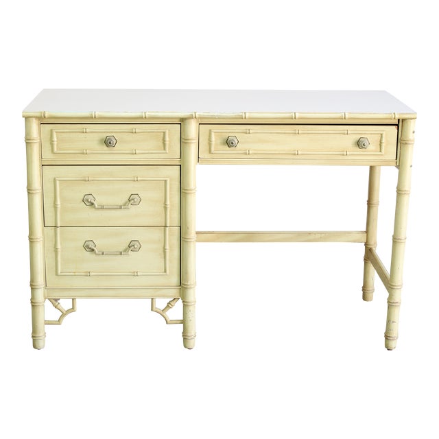 Vintage Faux Bamboo Yellow Writing Desk Chairish