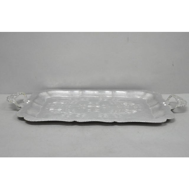 Vintage Victorian Continental Silver Co "Wild Rose" 1055 Hammered Aluminum Tray For Sale - Image 10 of 13