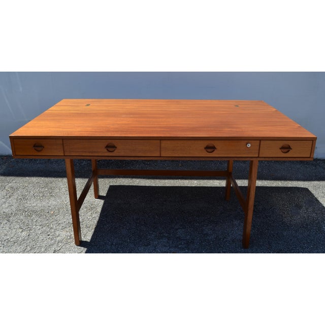 1970 Peter Løvig Nielsen Dansk Design Denmark Teak Flip Top Desk Writing Table For Sale - Image 11 of 16