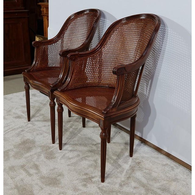 Set of Mahogany Armchairs in Louis XVI Style, 1890s For Sale - Image 3 of 18