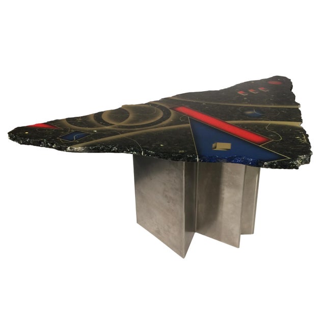 This unique coffee table is an early design by furniture designer Greg Sheres. Produced in the 1990's this table was part...