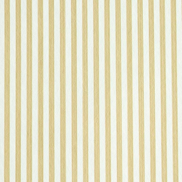Schumacher Edwin Stripe Narrow Wallpaper in Sand For Sale