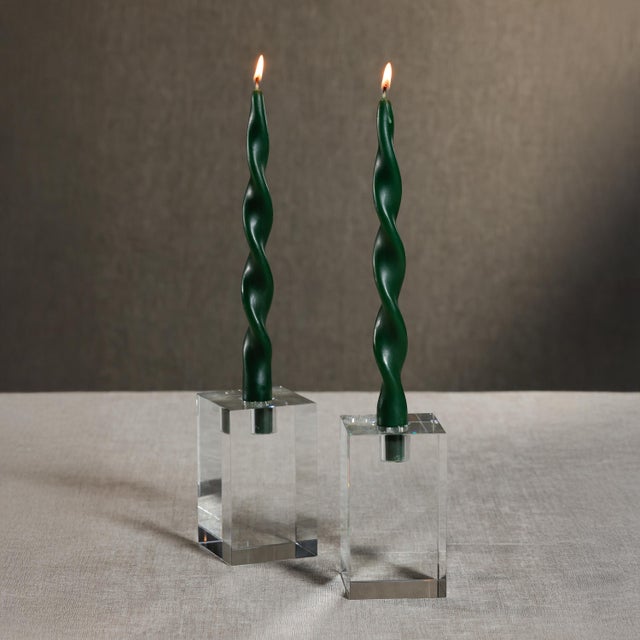 Contemporary Lumière Twist Taper Candles, Set of 12 in Alpine Green, 10" For Sale - Image 3 of 6