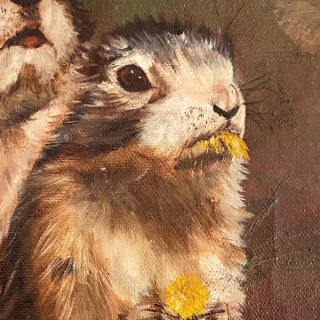 Contemporary Vintage 1979 Original Oil Painting Prairie Dogs For Sale - Image 3 of 4