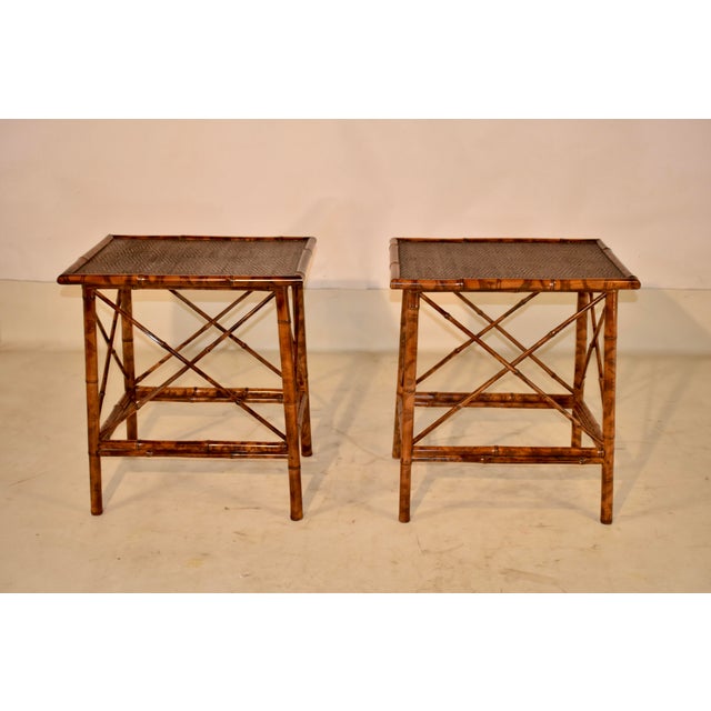 1960s Pair of Tortoise Bamboo Side Tables, Circa 1960's For Sale - Image 5 of 7