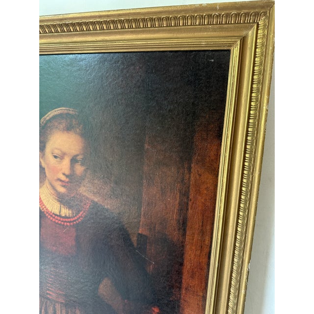 1970s Antique English Woman Print in Gold Frame For Sale - Image 9 of 9