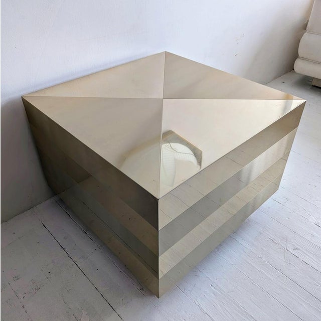 Large Vintage Gold Cube Coffee Table, 1980s For Sale - Image 10 of 13