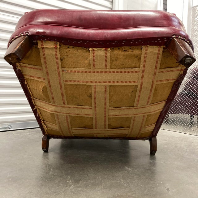 American Art Deco Club Chair & Ottoman in Red Naugahyde - a Pair For Sale - Image 10 of 13
