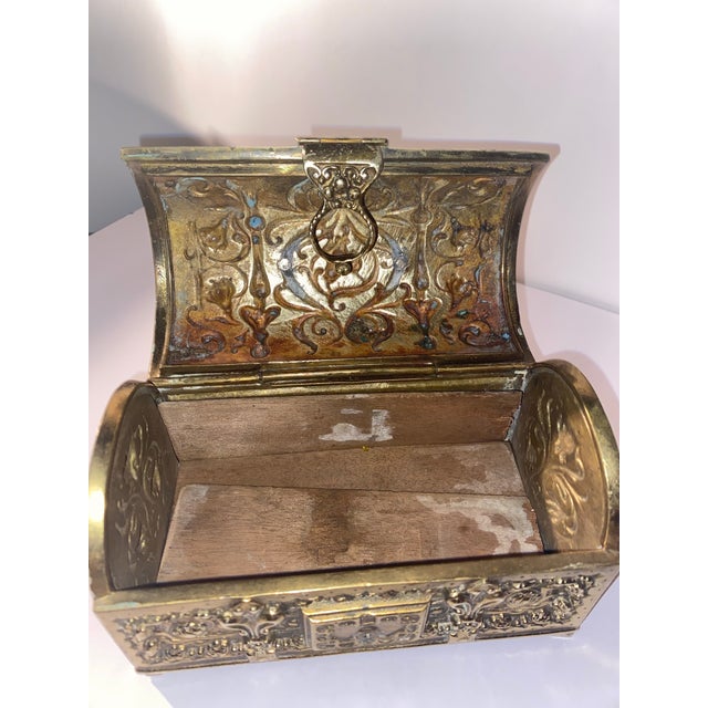 Metal Brass Jewelry Casket. Antique 1900s German Brass Jewelry Casket For Sale - Image 7 of 12