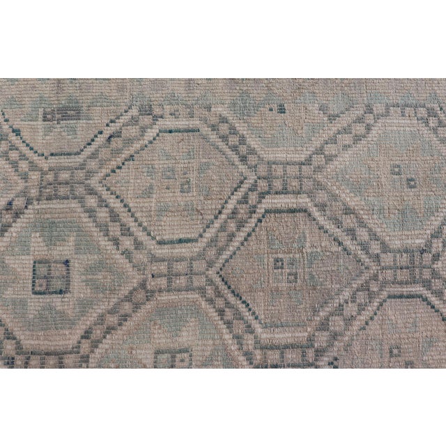 Vintage Turkish Embroidered Rug With Geometric Diamond Design in Green, 6'5 X 10 For Sale - Image 9 of 11