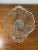 Abstract Vintage Clear Pressed Glass Serving Bowl Handles Etched Floral Console Dish For Sale - Image 3 of 11