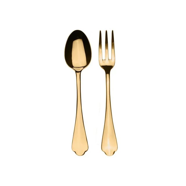 Contemporary Mepra Dolce Vita 2-Piece Hostess Serving Set, Mirror Oro For Sale - Image 3 of 3