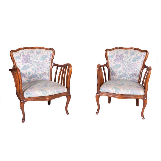 Textile Floral Armchairs, Set of 2 For Sale - Image 7 of 7