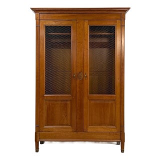 Vintage Wardrobe Grange French Antique Style Locking Bronze Dowel Armoire For Sale