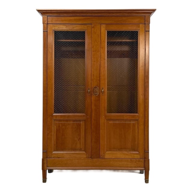 Vintage Wardrobe Grange French Antique Style Locking Bronze Dowel Armoire For Sale
