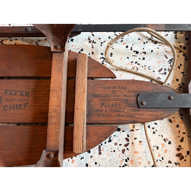 Tan Vintage Sled - Flexible Flyer Airline Chief No 55 Genuine Flexible Flyer With Safety Runners and Super Steering For Sale - Image 8 of 10