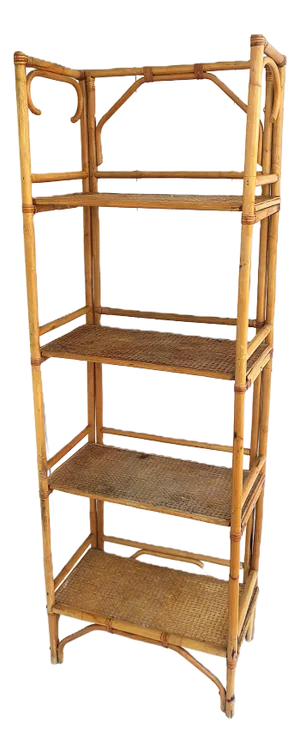 Wicker Rattan Cane Étagère Bookcase Bookshelves