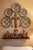 Mexican Folk Art Milagros Wood Cross Nailed Metal Brass Charm Wall Hanging For Sale - Image 9 of 9
