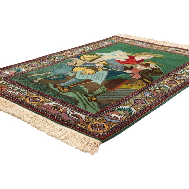 79564 Vintage Persian Pictorial Tabriz Rug, 03'03 x 04'08. The Parvin Journey: A Vintage Persian Tabriz Pictorial...