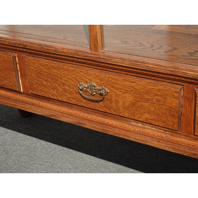 Large Vintage French Country Mercantile Store Display Case Floor Cabinet W Mirror Doors For Sale - Image 13 of 16