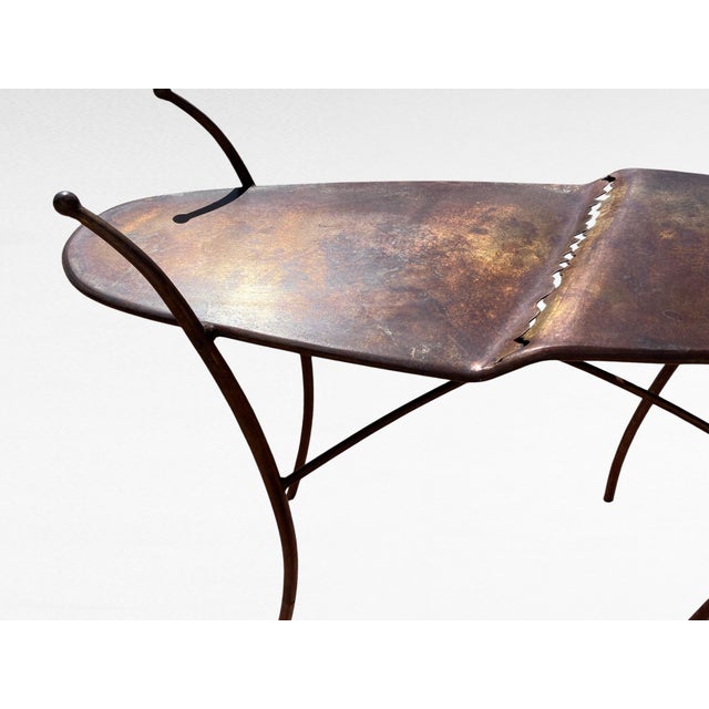 Art Deco 1999 Monumental Studio Craft "Inverted Opposition" Handmade Metal Console Table by Mark Oldland For Sale - Image 3 of 16