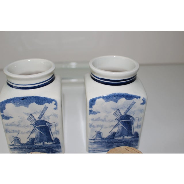Vintage Delft Blue & White Jars & Tray Set- 3 Pieces For Sale - Image 11 of 12