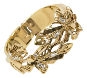 Christian Lacroix Paris Gilt Metal Jeweled Clamper Bracelet Bangle