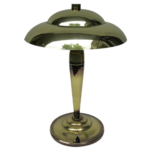 Vintage Art Deco French Table Lamp in Brass For Sale