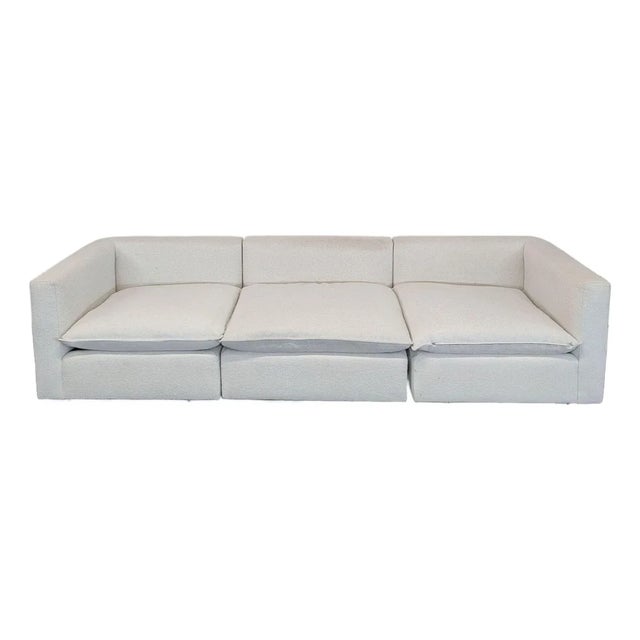 Crate & Barrel Lotus Modern 3-Seat Sofa in Light Beige For Sale