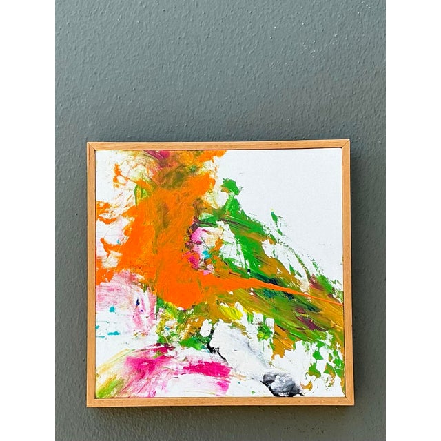 Vintage Original Abstract Oil on Canvas For Sale - Image 10 of 12