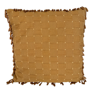 Vintage Boho Pillow With Wood Bead Fringe