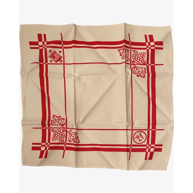 Vintage the 21 Club Nyc Restaurant Tablecloth & 4 Napkins Set New York For Sale - Image 10 of 12