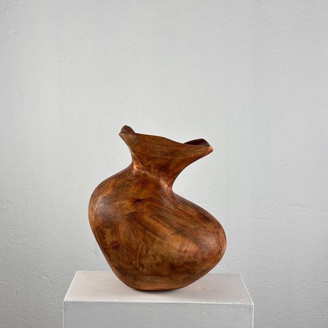 Brown Phytomorphic Sculptural Wooden Vase, Italy, 1960s For Sale - Image 8 of 18