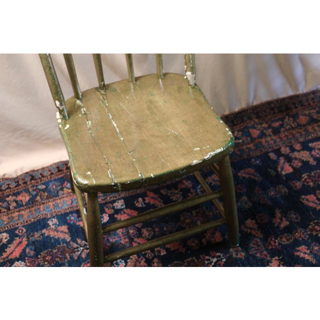 Spindle Antiqued Gold Painted Chair From the Early 1900s For Sale - Image 6 of 14