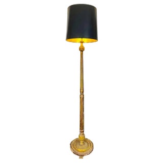 French Louis XVI Style Floor Lamp in Fluted and Gilded Wood, 1990s For Sale