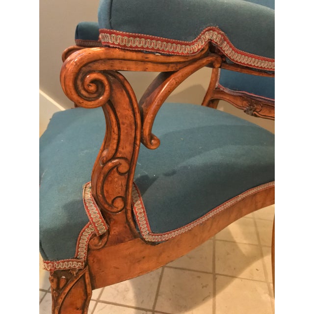 Louis XV style armchair, France, 19th century birchwood with exquisitely carved details. In very good condition with...
