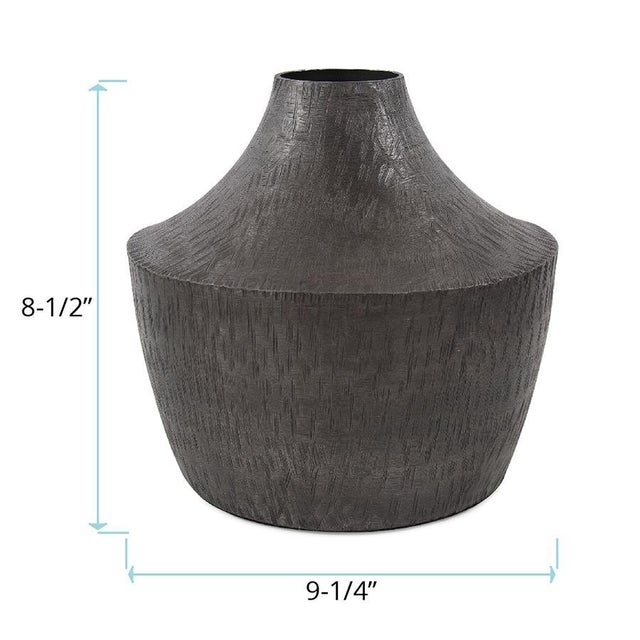 Gray Etched Crossways Curved Neck Vase- Small For Sale - Image 8 of 11