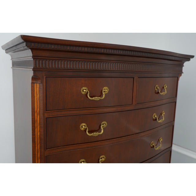 Baker Mahogany Inlaid Bow Front High Chest For Sale - Image 10 of 16