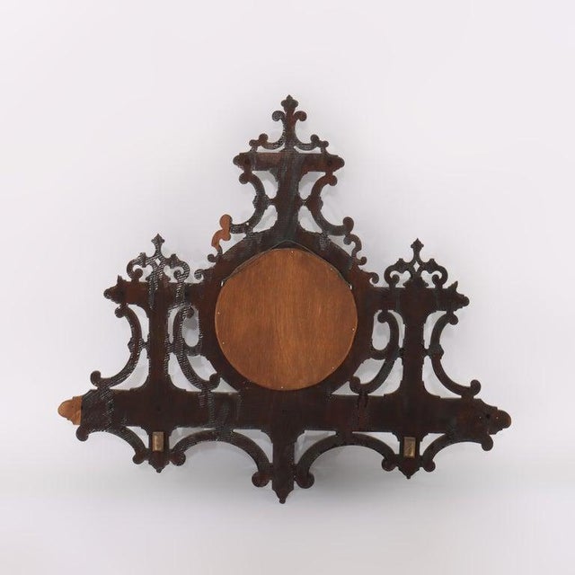 Late 19th Century Antique Victorian Walnut Hanging Hall Mirror With Four Shelves C1890 For Sale - Image 5 of 6