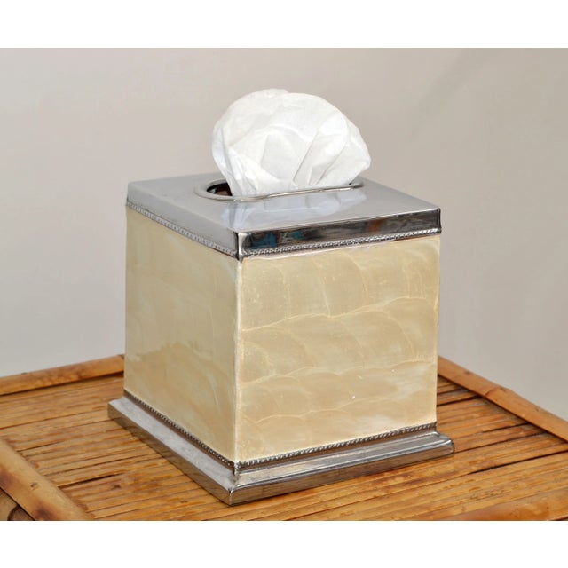 This Tissue Box Cover is Made of High Quality Nickel and Capiz Shells Bone. Décor For The Modern Home: The Square Tissue...
