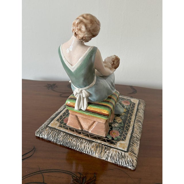 1920s Art Deco Polychrome Ceramic Maternità Sculpture by Vincenzo Bertolotti, Italy, 1930s For Sale - Image 5 of 18