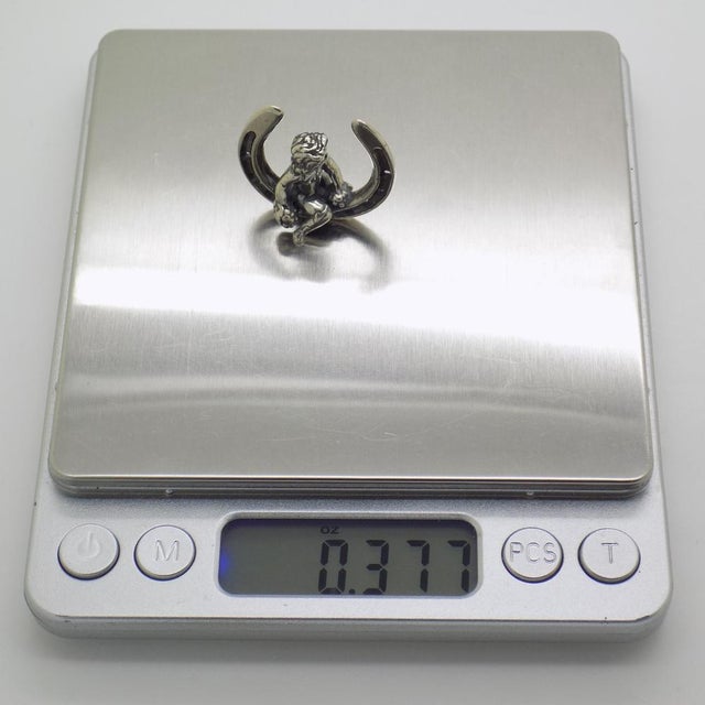 Vintage Italian Handmade Sterling Silver 925 Lucky Horseshoe with Cherub Figurine, 1980s For Sale - Image 9 of 11