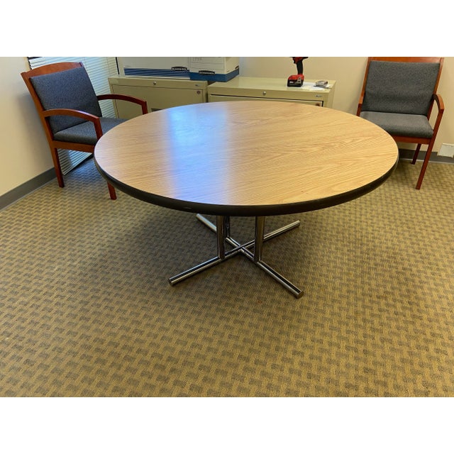 Wood 1980s Vintage Mid Century Modern Conference Table For Sale - Image 7 of 11