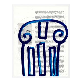 Blue Column by Virginia Chamlee in White Frame, Small Art Print For Sale