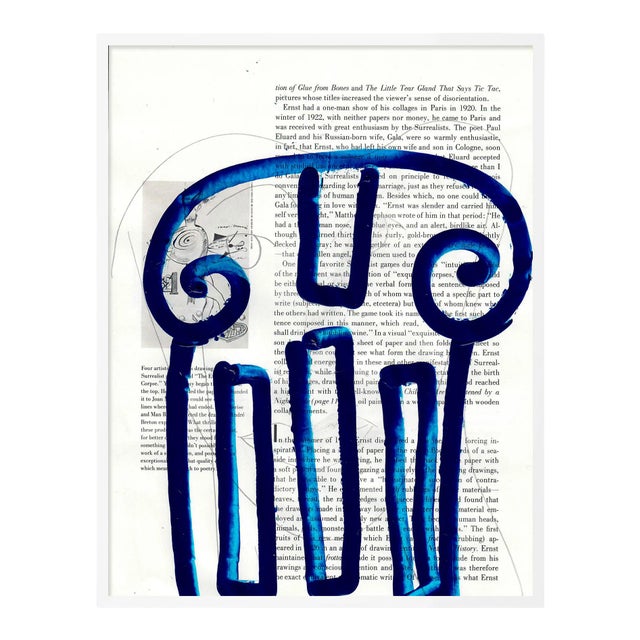 Blue Column by Virginia Chamlee in White Frame, Small Art Print For Sale