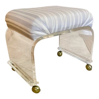 1960s Lucite Waterfall Vanity Stool For Sale