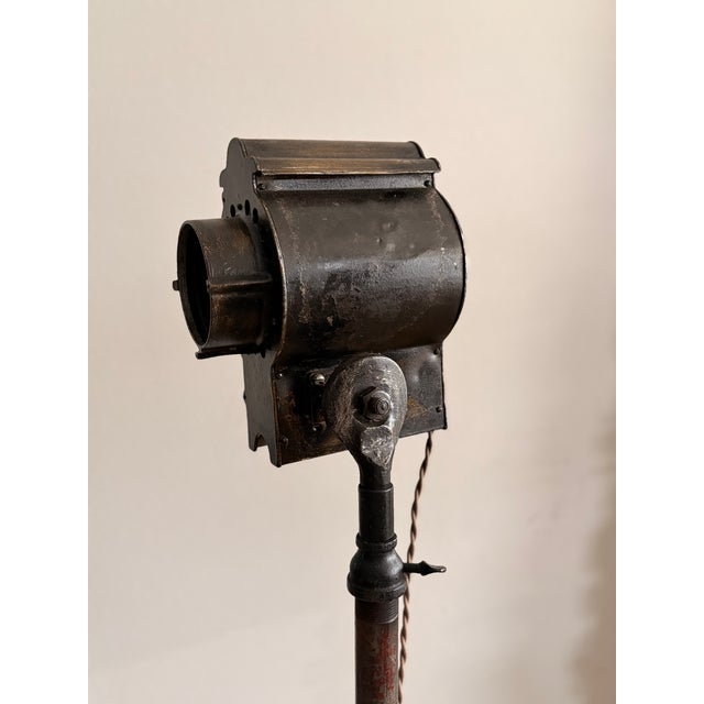 Art Deco Vintage 1930’s Theatre Spot Light Cast Iron Floor Lamp - Brenkert For Sale - Image 3 of 10