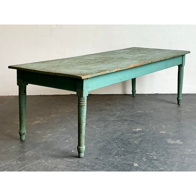 Vintage Patinated Painted Farm Table For Sale - Image 11 of 12