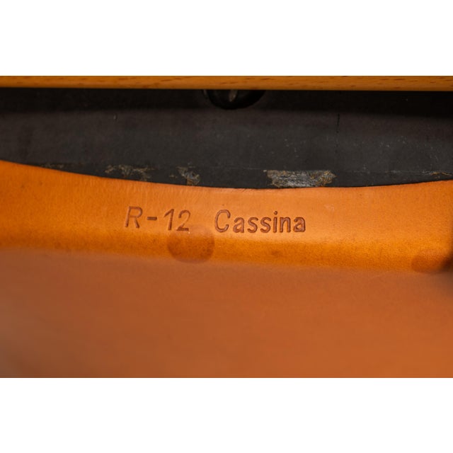 Set of Four (4) Patinaed Italian Scadinavian Modern 'Cos' Dining Chairs in Beech & Leather by Josep Lluscà for Cassina, Italy, C. 1990s For Sale - Image 11 of 18