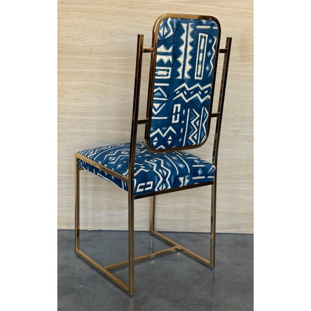 Mid 20th Century Mid 20th Century Set of Six Golden Dining Room Chairs in Brass with Geometrical Fabric For Sale - Image 5 of 18